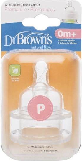 Dr. Brown's Natural Flow Силиконов Биберон 0m+ Ниво Предварително Бърз Биберони от Силикон за 0+ месеца 2бр