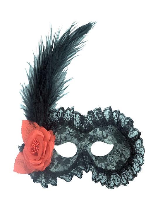 Carnival Mask Eyemask with Lace and Feather