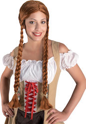 Carnival Wig with Braid Red Bavarian