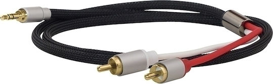 Dynavox Cablu Audio 3,5 mm Male - RCA De Sex Masculin Negru 3m Cu Terminale Placate Cu Aur 207385