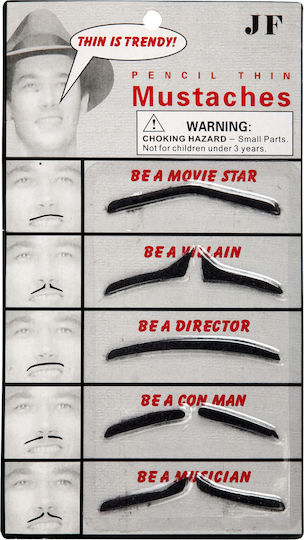 Mustach / Beard for Carnival in Black color 6pcs