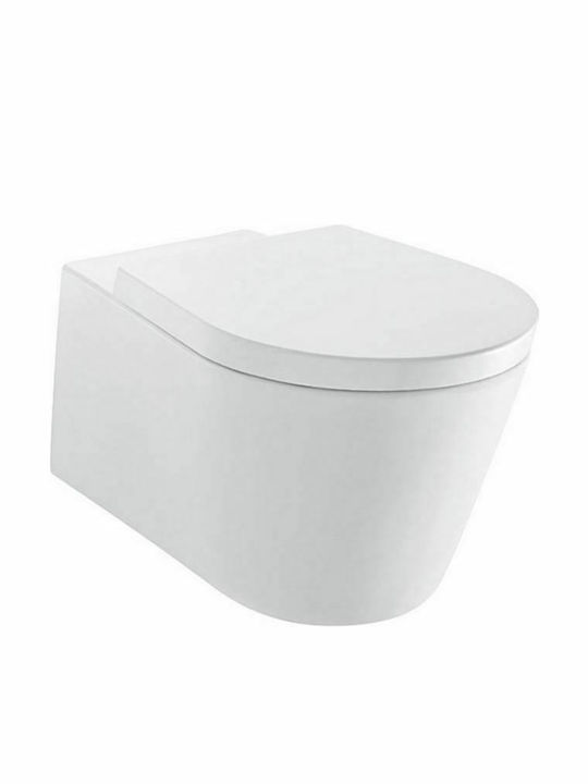Sanitana Glam Wandhängende Toilette mit Deckel Thermodur Sanftes Schließen Weiße