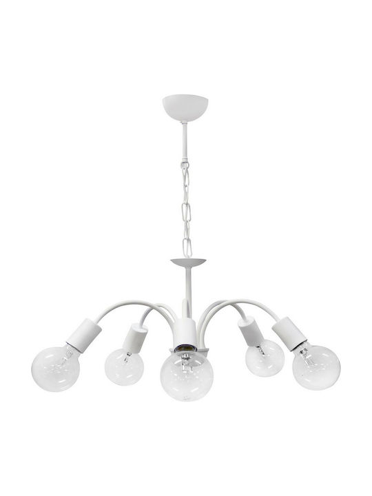 Heronia LAB/5L White Pendant Chandelier for 5 Bulbs E27 White