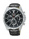 Seiko Men's Watch 44mm Chronograph Battery with Black Leather Strap