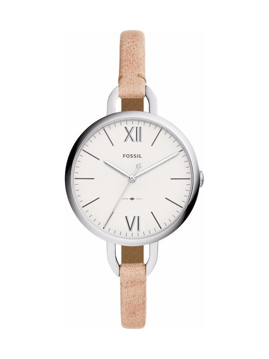 Fossil Watch with Beige Leather Strap ES4357