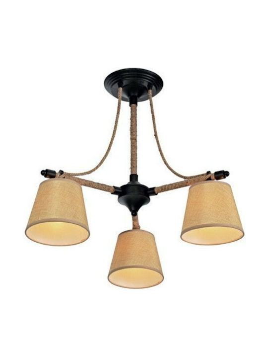 Aca Pendant Light Three-Light with Rope for Socket E14, E.14 Beige