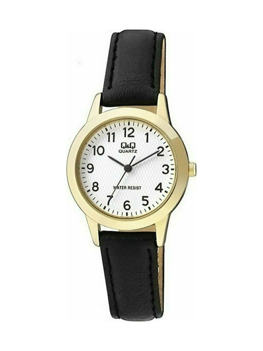 Q&Q Watch Battery with Black Leather Strap Q947J104Y