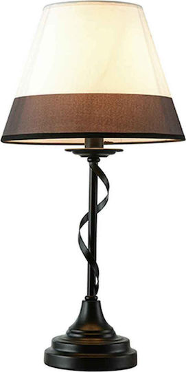 Aca Mulan Metal Table Lamp for Socket E14 with Beige Shade and Black Base