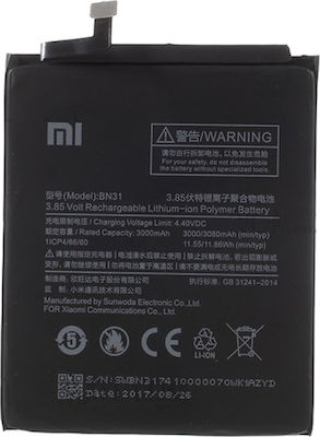 Xiaomi BN31 Μπαταρία Αντικατάστασης 3080mAh για Xiaomi Mi 5X/Mi A1