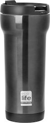 Ecolife Coffee Glass Thermos Stainless Steel BPA Free Black 420ml 33-BO-4006