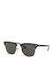 Ray Ban Clubmaster Metal Unisex Sunglasses with Black Metal Frame and Green Polarized Lens RB3716 187/58