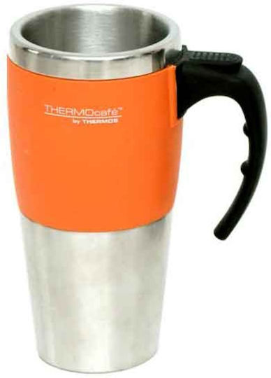 Thermos Thermocafe Rainbow Pahar Termos Oțel Inoxidabil 420ml Portocaliu cu Mâner