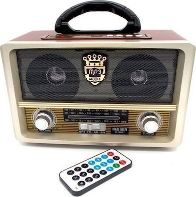 Meier M-108BT Retro Radio de masă Reîncărcabil cu USB Maro