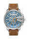 Diesel Mega Chief Watch Battery with Brown Leather Strap