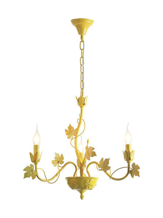 Aca Chandelier Candlestick 3xE14 Yellow 58cm EG...