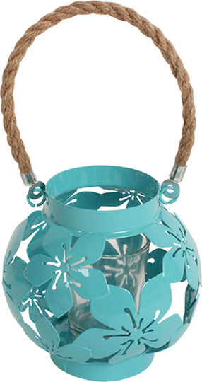 Keskor Metallic Lantern Blue 12x12x13cm