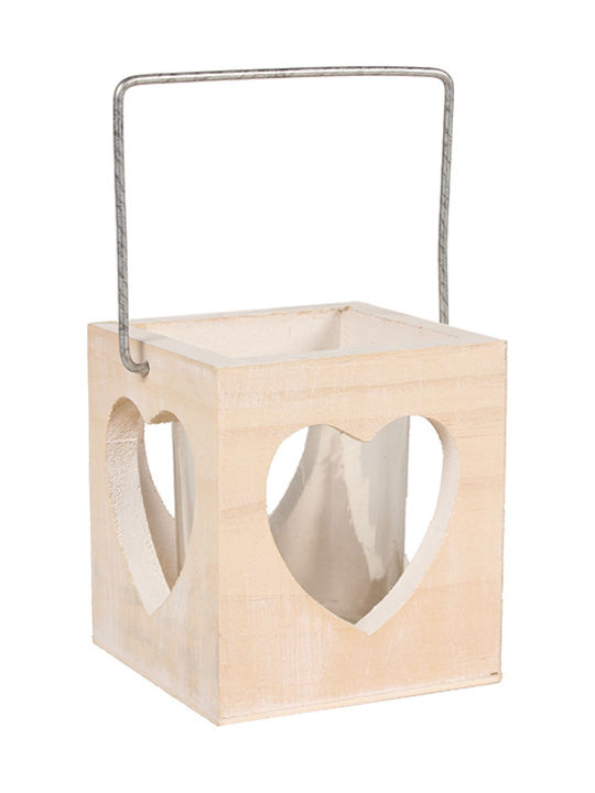 Keskor Lantern Wooden Tabletop Beige 9x9x10εκ. 1pcs