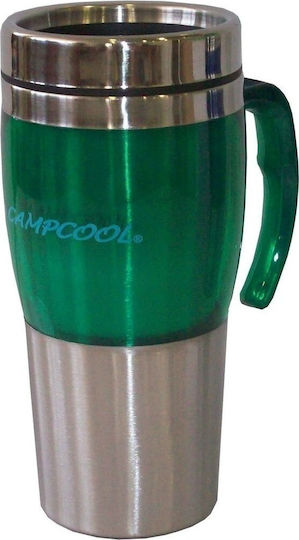 Campcool Stainless Steel Thermos Bottle 450ml Green with Mouthpiece and Handle