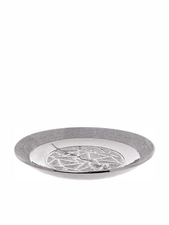 Inart Ceramic Decorative Platter Silver 34x34cm