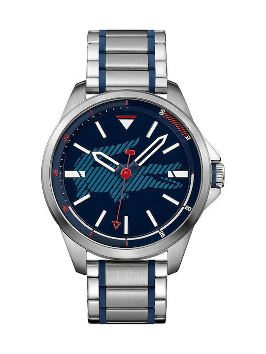 Lacoste Capbreton Ανδρικό Ρολόι 46mm Μπαταρίας με Ασημί Μεταλλικό Μπρασελέ