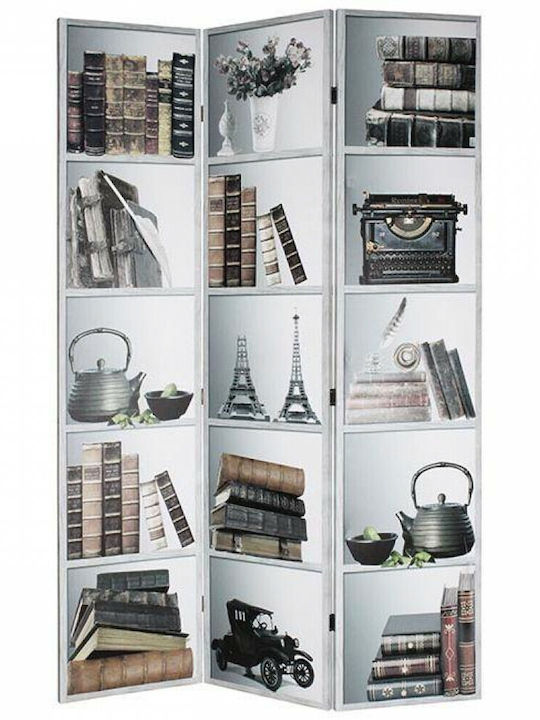 Inart Decorative Room Divider made of Canvas with 3 Panels 120x180cm