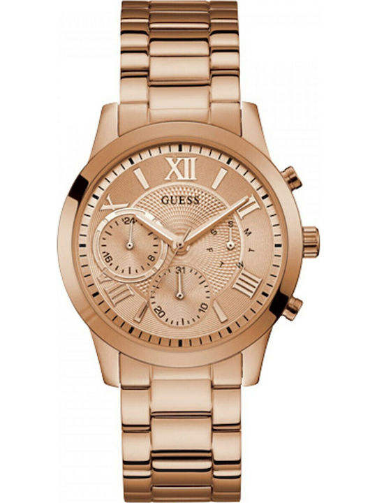 Guess Women's Watch Chronograph with Pink Gold Metal Bracelet