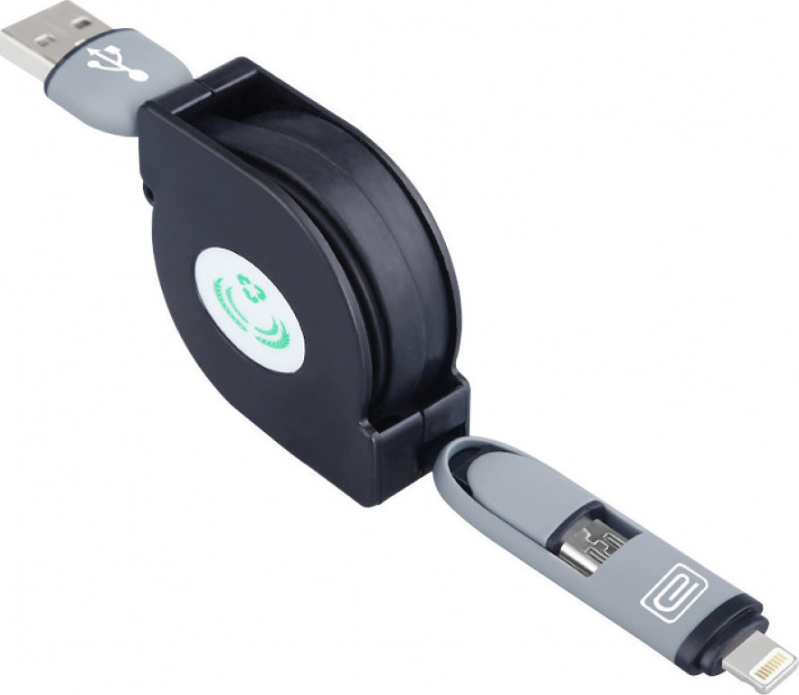 Earldom Retractable USB to Lightning Cable Μαύρο 1m (SS7) Skroutz.gr