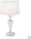 Ideal Lux Kate Crystal Table Lamp for Socket E27 with White Shade and Transparent Base