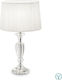 Ideal Lux Kate Crystal Table Lamp for Socket E27 with White Shade and Transparent Base