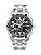 Curren Men's Watch 45mm Chronograph Battery with Metal Bracelet Silver / Black