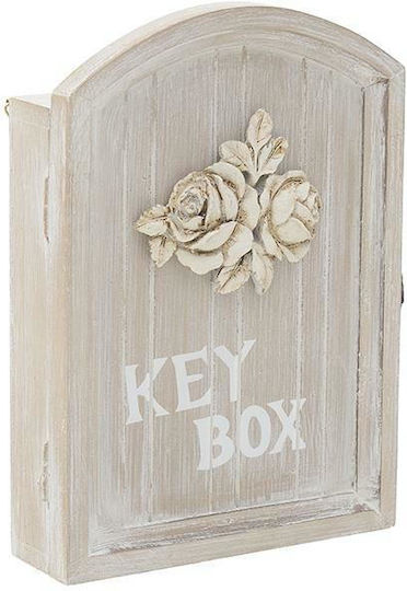 Inart Wooden Rose Brown 5 Hooks Wall Key Holder 17x5x24cm