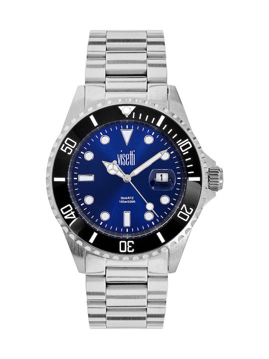 Visetti Yachtmaster Watch Battery with Silver Metal Bracelet