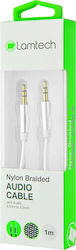 Lamtech 3.5mm Male To 3.5mm Male Silver Audio Cable 1m LAM445196 Lamtech 3.5mm Male To 3.5mm Male Silver Audio Cable 1m LAM445196