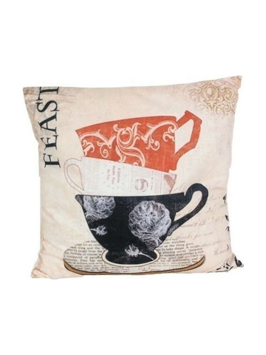 Artekko Μαξιλάρι Καναπέ Coffee Lovers Feast Πορτοκαλί 45x45εκ.