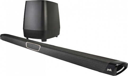 Polk Audio MagniFi MAX Soundbar 2 Bluetooth, HDMI und Wi-Fi 340W mit kabellosem Subwoofer und Fernbedienung Schwarz