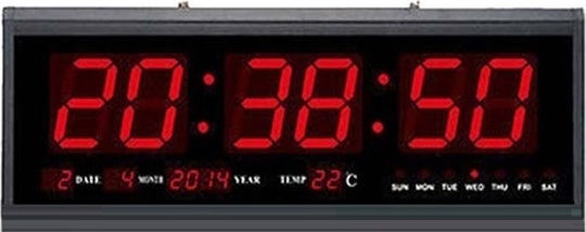 LED sign Wall Clock Digital Plastic Black 46x22cm LED sign Wall Clock Digital Plastic Black 46x22cm