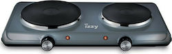 Izzy P-4002 Enamel Countertop Double Burner Gray