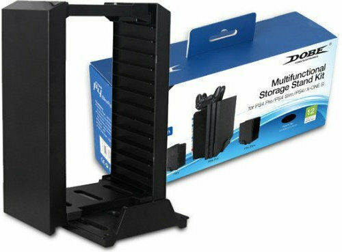 Dobe Tower Stand & Twin Charging Docking Station Charging Station for 2 controllers PS3 / PS4 / XBOX 360 / XBOX One Black