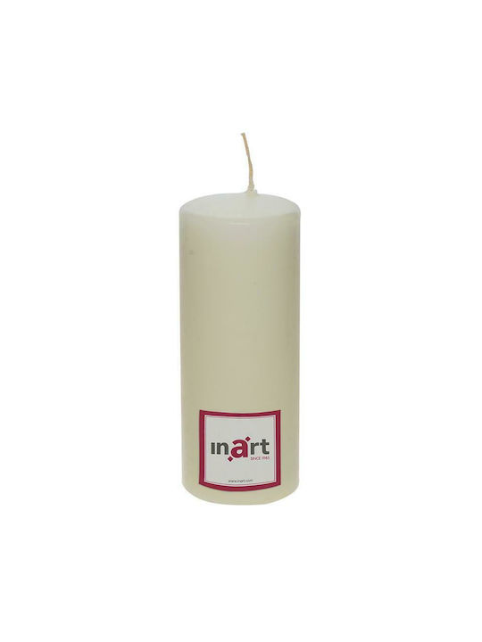 Inart Decorative Candle Ecru 7x18cm 1pcs