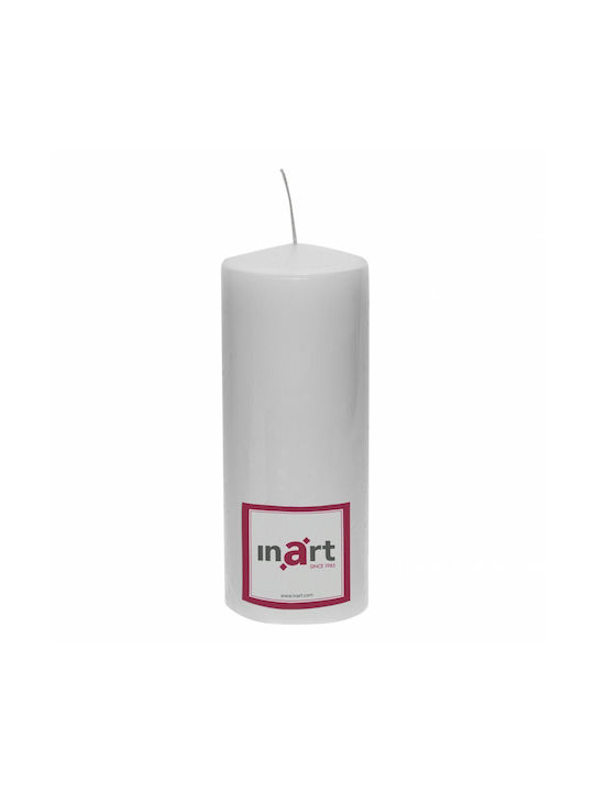 Inart Decorative Candle White 7x18cm 1pcs