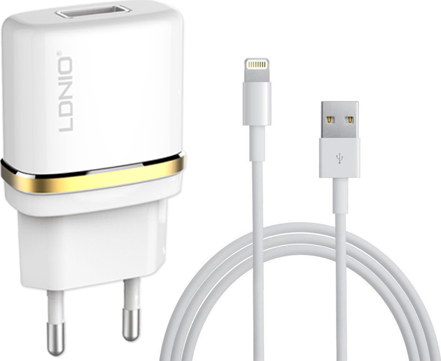 Ldnio Apple Lightning Cable & Wall Adapter Λευκό (DLAC50) Skroutz.gr