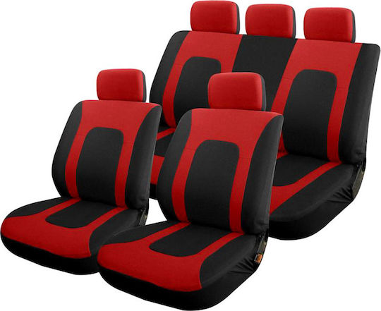 Autoline Car Cover Set 9pcs Polyester Bridge Red / Black