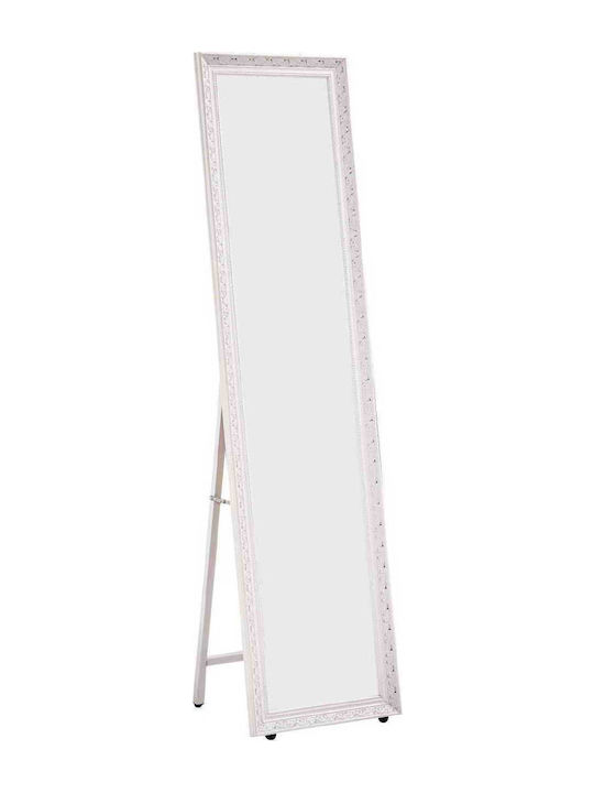 Woodwell Καθρέπτης Δαπέδου με Ξύλινο Πλαίσιο Mirror Λευκός 37x2.5x146εκ.