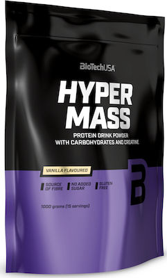 Biotech USA Hyper Mass Drink Powder with Carbohydrates & Creatine Gluten Free with Flavor Vanilla 1kg