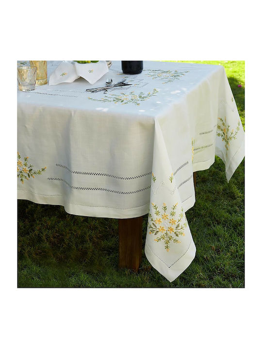 Whitegg Față de masă cu Broderie 134 Alb 140x180buc