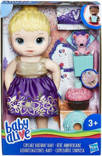 Hasbro Baby Alive Σετ με Μωρό Κούκλα Cupcake Birthday Baby Blonde για 3+ Ετών