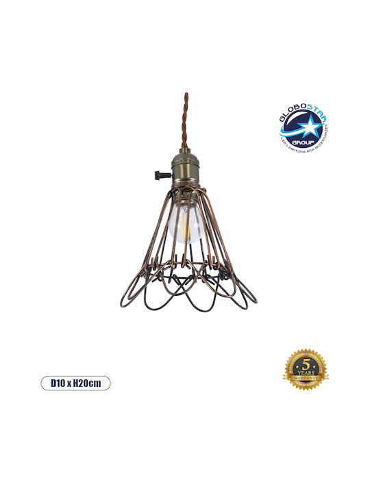 GloboStar FLOWER IRON Κρεμαστό Φωτιστικό Καφέ Π...