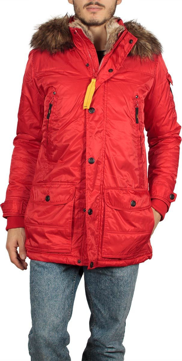 Biston Parka Kokkino Me Goyna Sthn Koykoyla 36 201 036 Skroutz Gr
