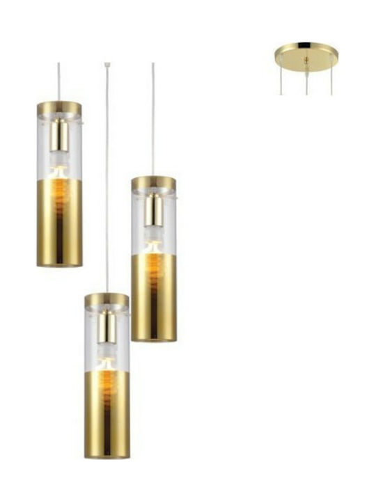 Aca Pendant Light Three-Light for Socket E27 Gold