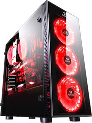 Redragon Sidewipe GC601 Jocuri Turnul Midi Cutie de calculator cu fereastră laterală și iluminare RGB Negru